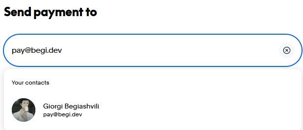 Send button in PayPal