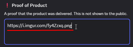 Pasting the product proof link into the Proof of Product field