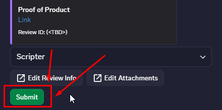 Green Submit button on the review card