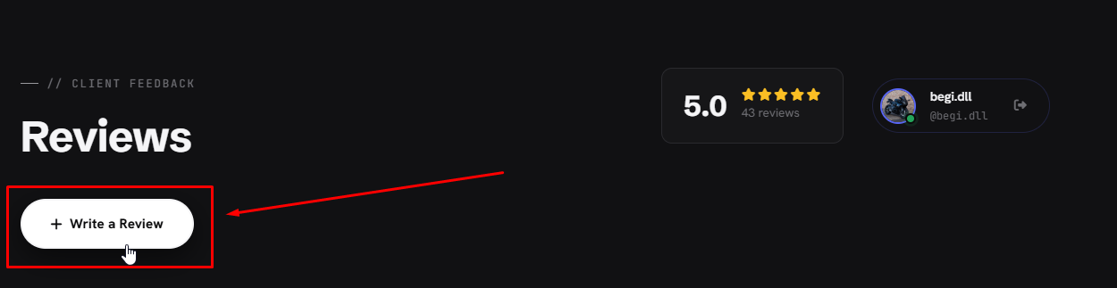 Write a Review button after signing in