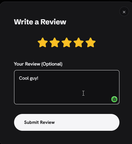 Star rating and review text box